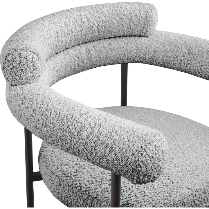 Blake Boucle Fabric Upholstered Counter Stool — Grey / Black