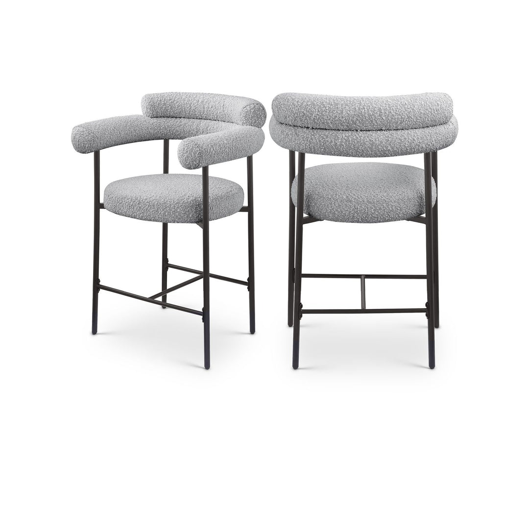 Blake Grey Boucle Fabric Upholstered Counter Stool