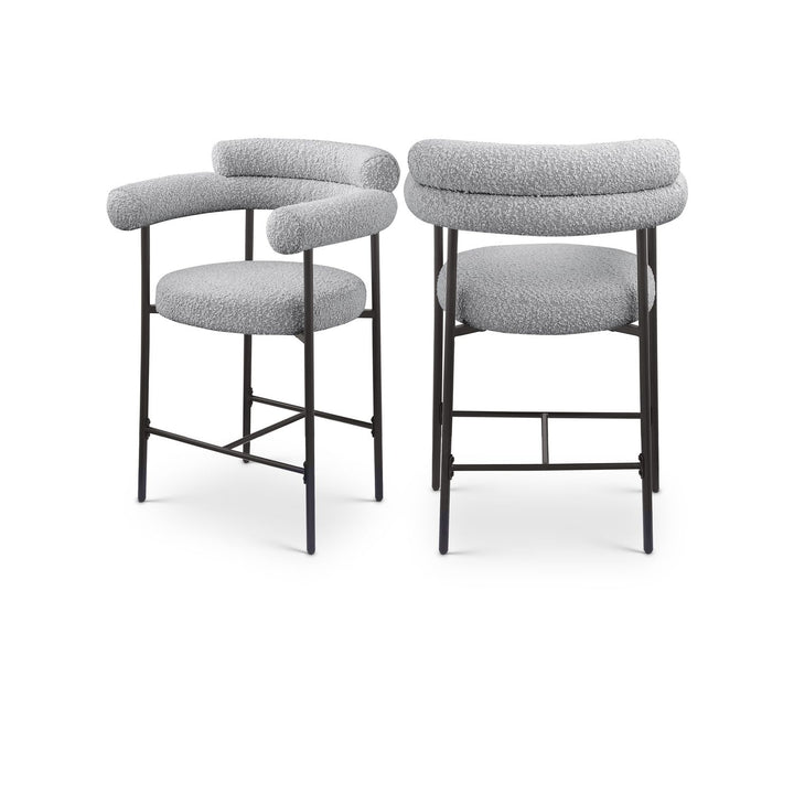 Blake Grey Boucle Fabric Upholstered Counter Stool