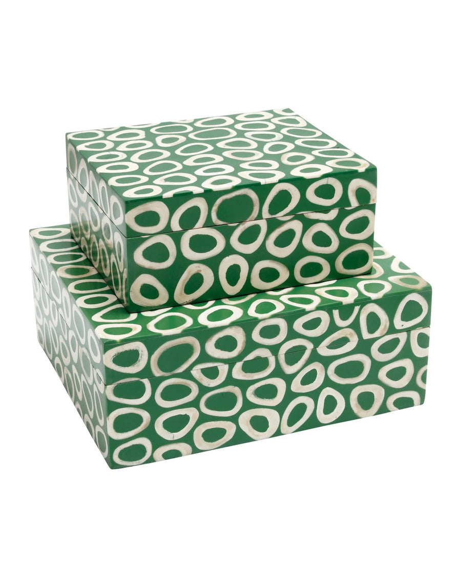 Boxes Ovoid Green Box Set of 2