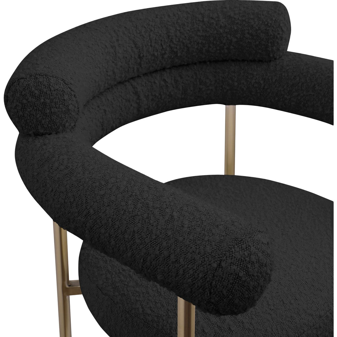 Blake Boucle Fabric Upholstered Counter Stool — Black / Brass