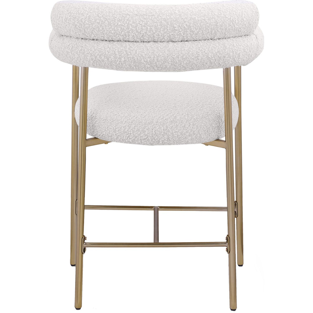 Blake Boucle Fabric Upholstered Counter Stool — Cream / Brass