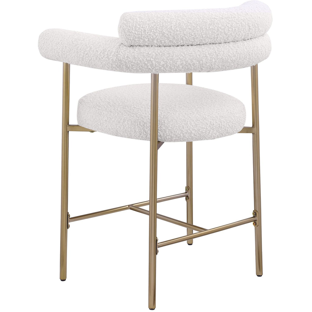 Blake Boucle Fabric Upholstered Counter Stool — Cream / Brass