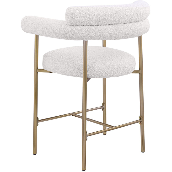 Blake Boucle Fabric Upholstered Counter Stool — Cream / Brass