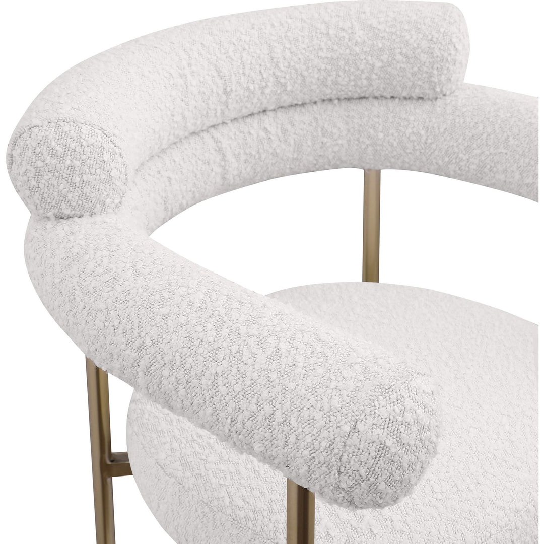 Blake Boucle Fabric Upholstered Counter Stool — Cream / Brass