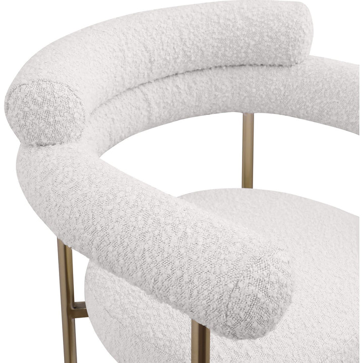 Blake Boucle Fabric Upholstered Counter Stool — Cream / Brass