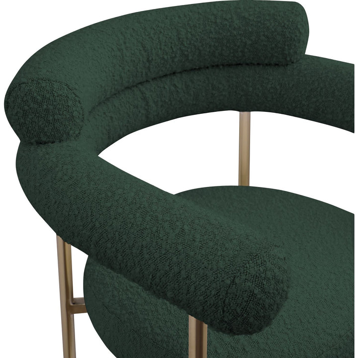 Blake Boucle Fabric Upholstered Counter Stool — Green / Brass