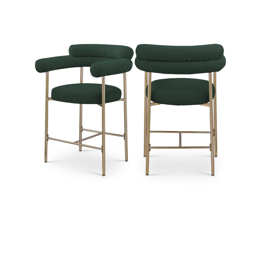 Blake Green Boucle Fabric Upholstered Counter Stool