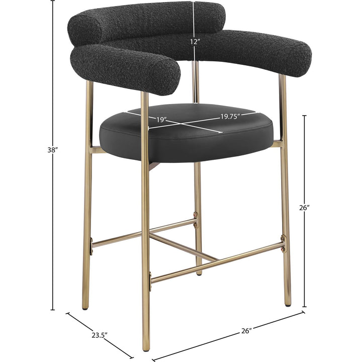 Blake Black Vegan Leather And Boucle Fabric Upholstered Counter Stool