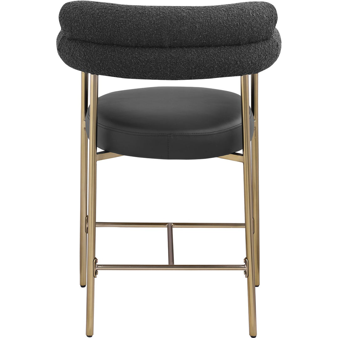 Blake Black Vegan Leather And Boucle Fabric Upholstered Counter Stool