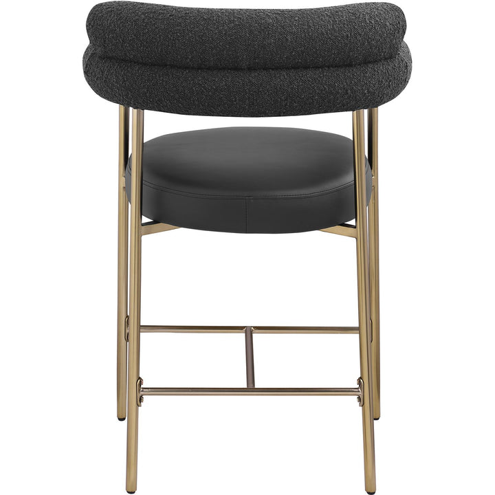 Blake Black Vegan Leather And Boucle Fabric Upholstered Counter Stool
