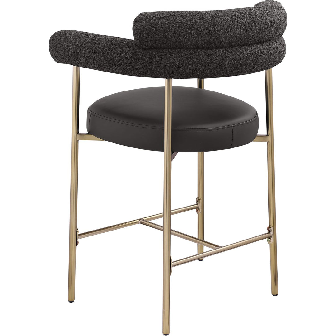 Blake Black Vegan Leather And Boucle Fabric Upholstered Counter Stool