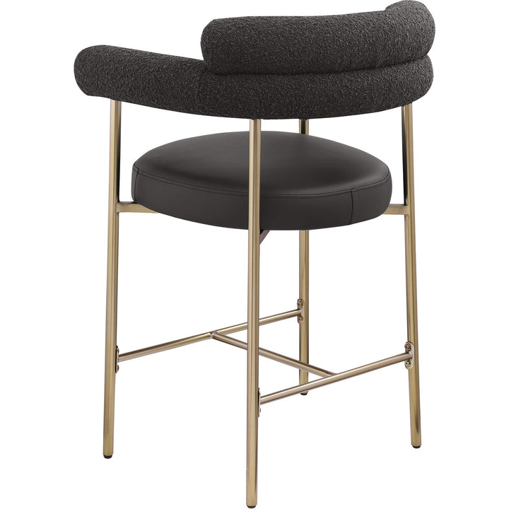 Blake Black Vegan Leather And Boucle Fabric Upholstered Counter Stool