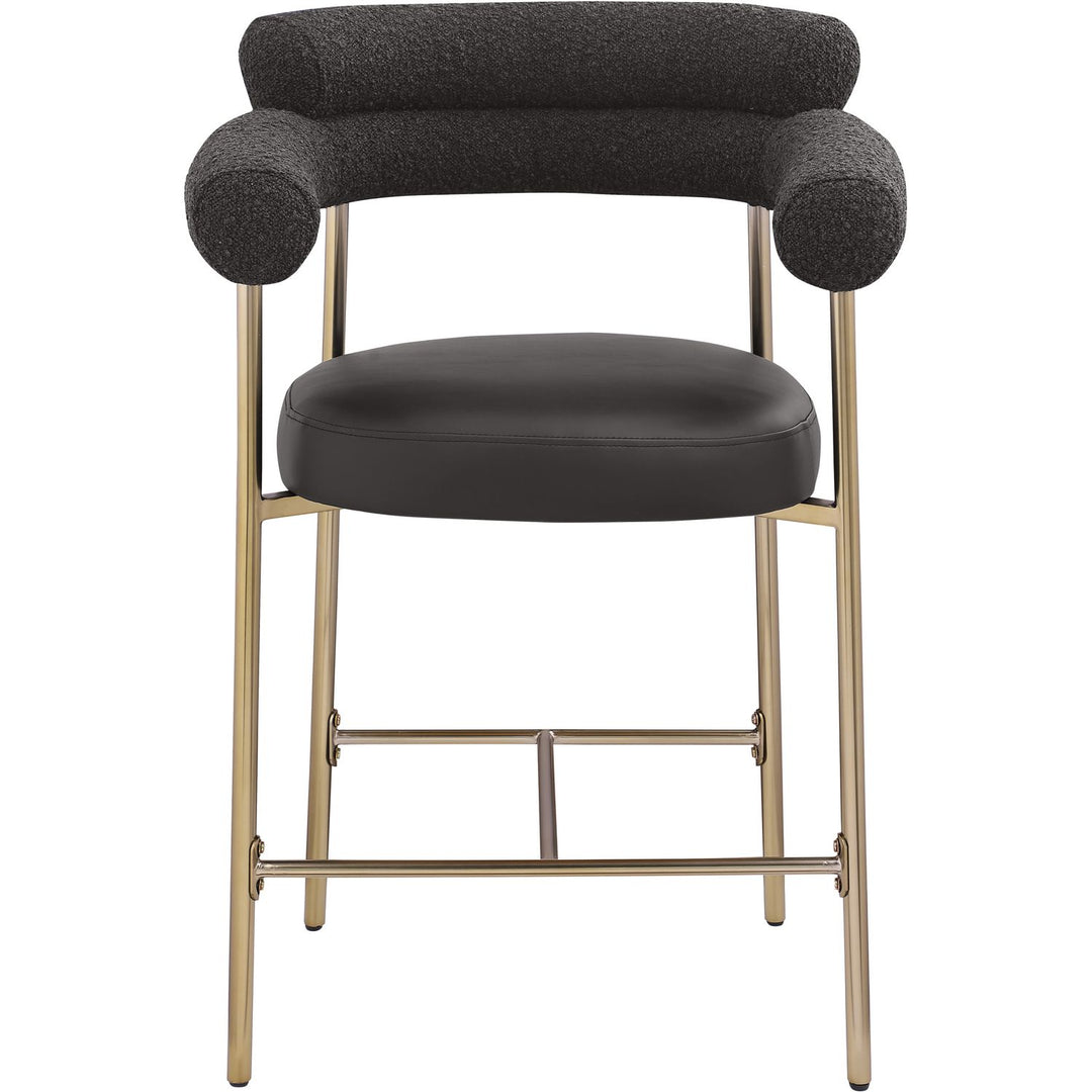 Blake Black Vegan Leather And Boucle Fabric Upholstered Counter Stool