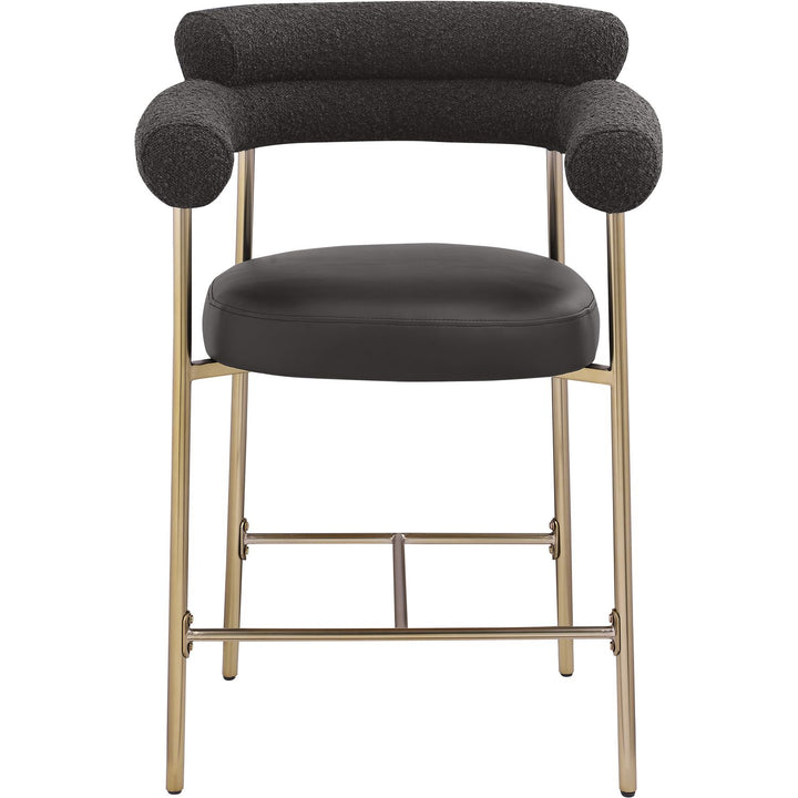 Blake Black Vegan Leather And Boucle Fabric Upholstered Counter Stool