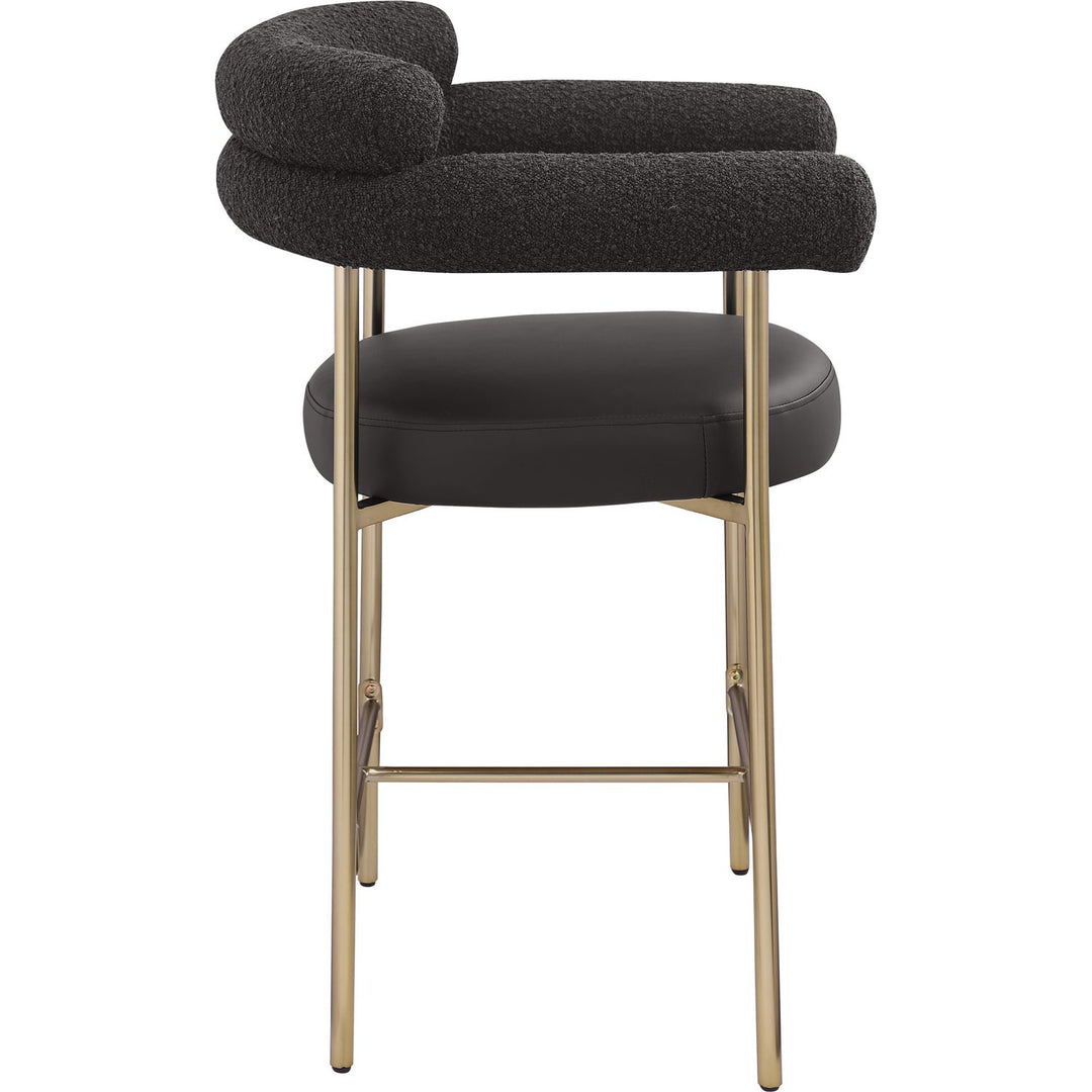 Blake Black Vegan Leather And Boucle Fabric Upholstered Counter Stool