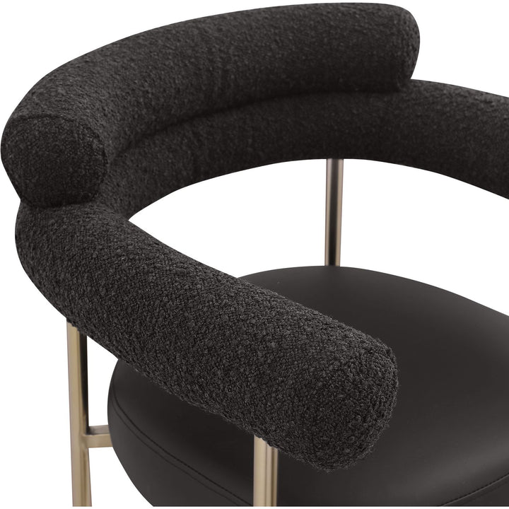 Blake Black Vegan Leather And Boucle Fabric Upholstered Counter Stool