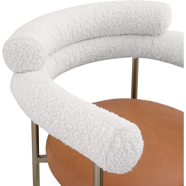 Blake Cognac Vegan Leather And Boucle Fabric Upholstered Counter Stool