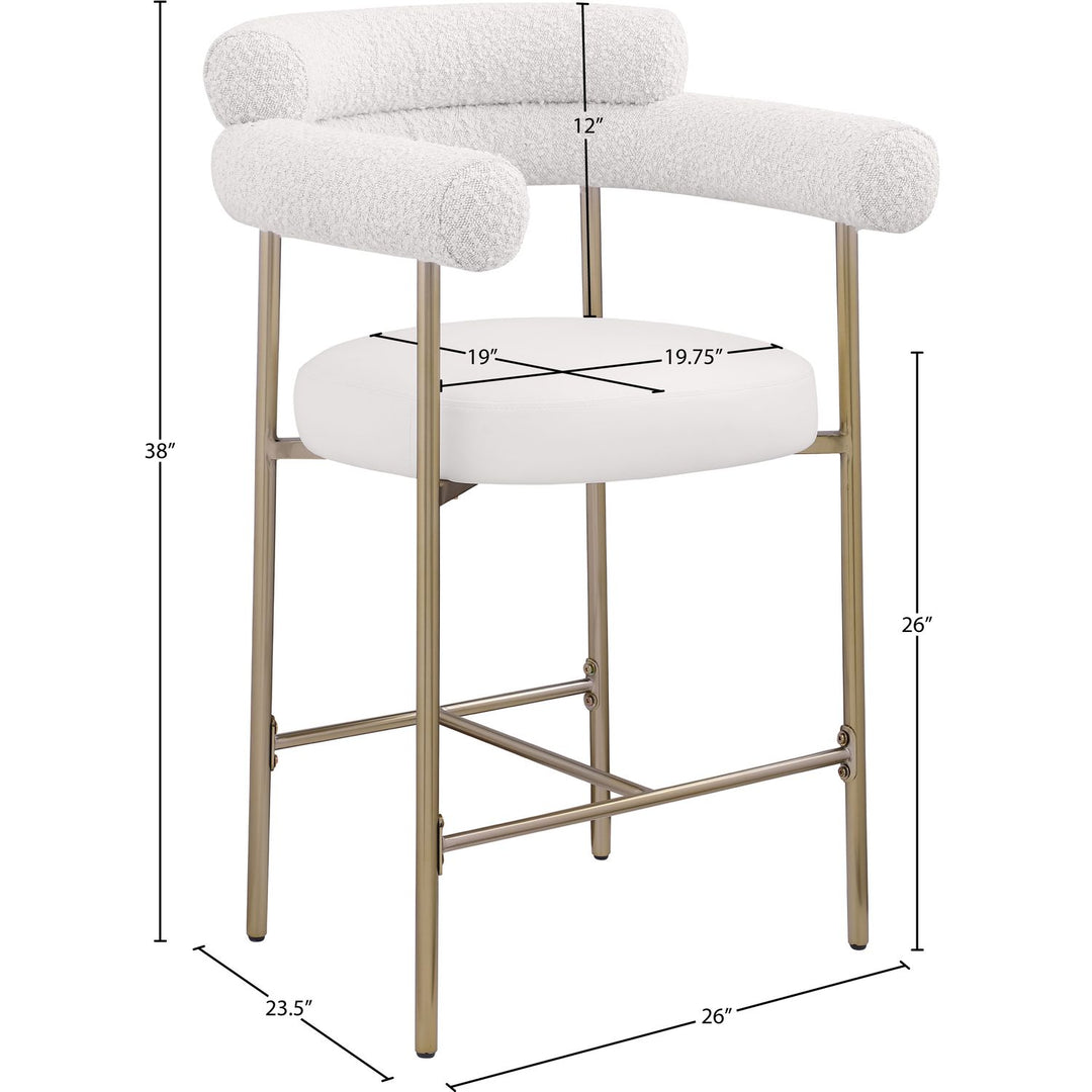 Blake Cream Vegan Leather And Boucle Fabric Upholstered Counter Stool