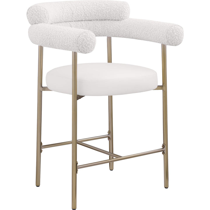 Blake Cream Vegan Leather And Boucle Fabric Upholstered Counter Stool