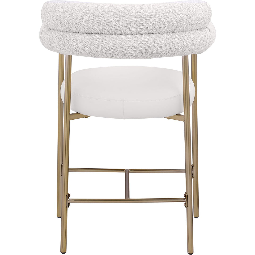 Blake Cream Vegan Leather And Boucle Fabric Upholstered Counter Stool