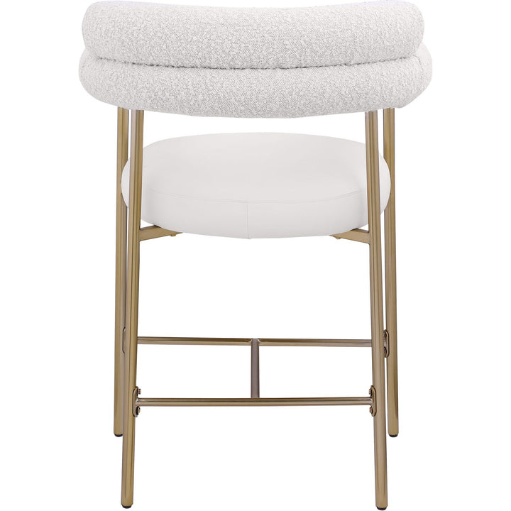 Blake Cream Vegan Leather And Boucle Fabric Upholstered Counter Stool