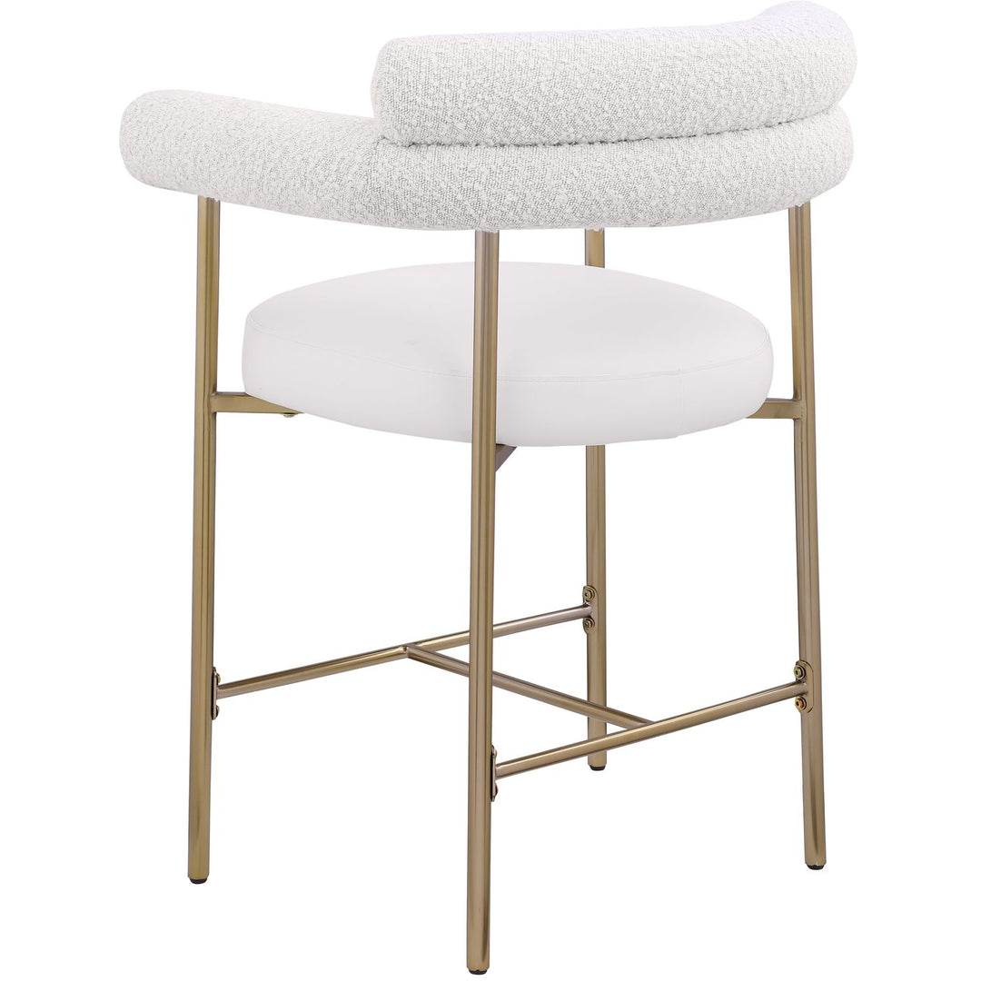Blake Cream Vegan Leather And Boucle Fabric Upholstered Counter Stool