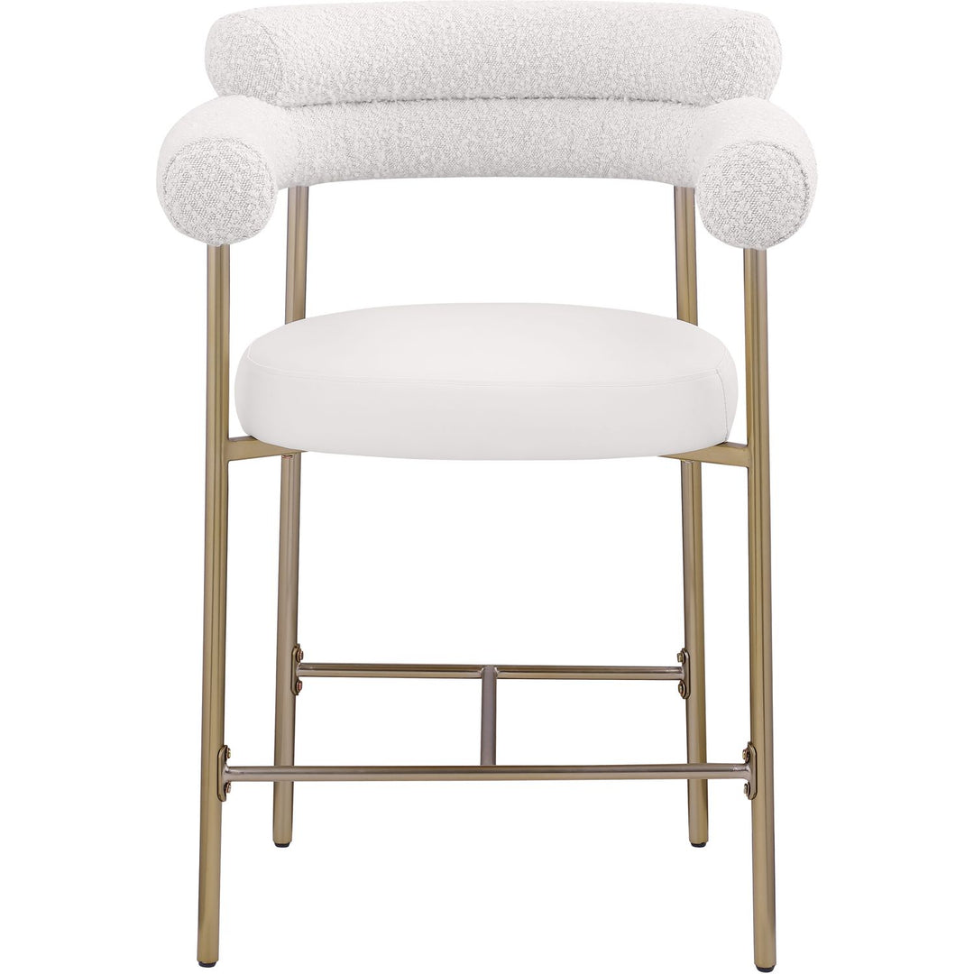 Blake Cream Vegan Leather And Boucle Fabric Upholstered Counter Stool