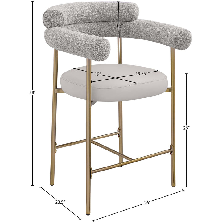 Blake Taupe Vegan Leather And Boucle Fabric Upholstered Counter Stool