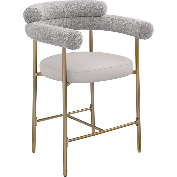 Blake Taupe Vegan Leather And Boucle Fabric Upholstered Counter Stool