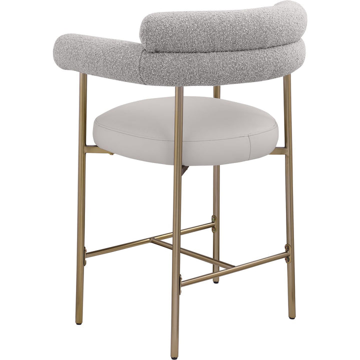 Blake Taupe Vegan Leather And Boucle Fabric Upholstered Counter Stool