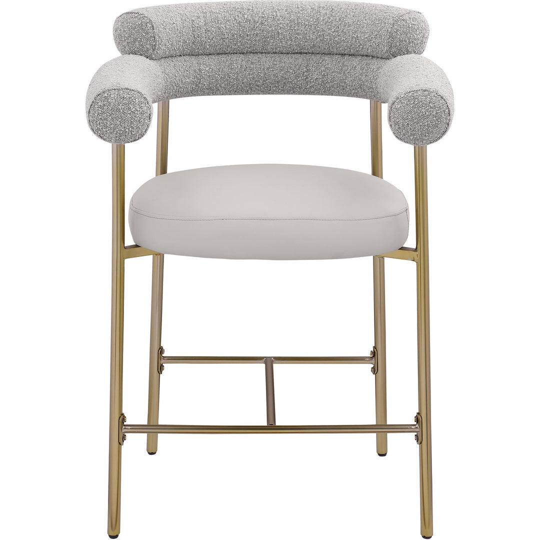 Blake Taupe Vegan Leather And Boucle Fabric Upholstered Counter Stool