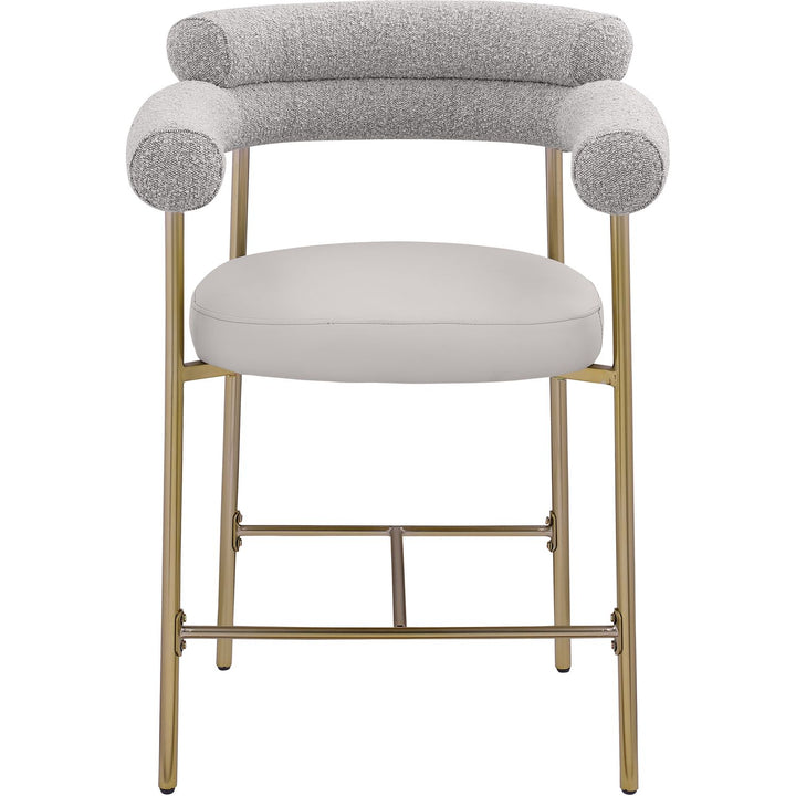 Blake Taupe Vegan Leather And Boucle Fabric Upholstered Counter Stool