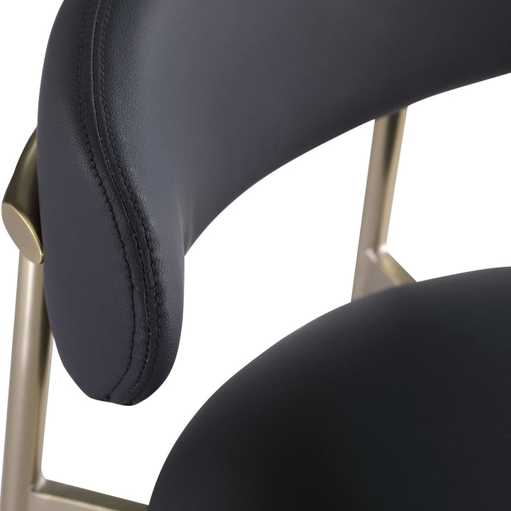 Lupita Vegan Leather Upholstered Counter Stool — Black / Brushed Gold