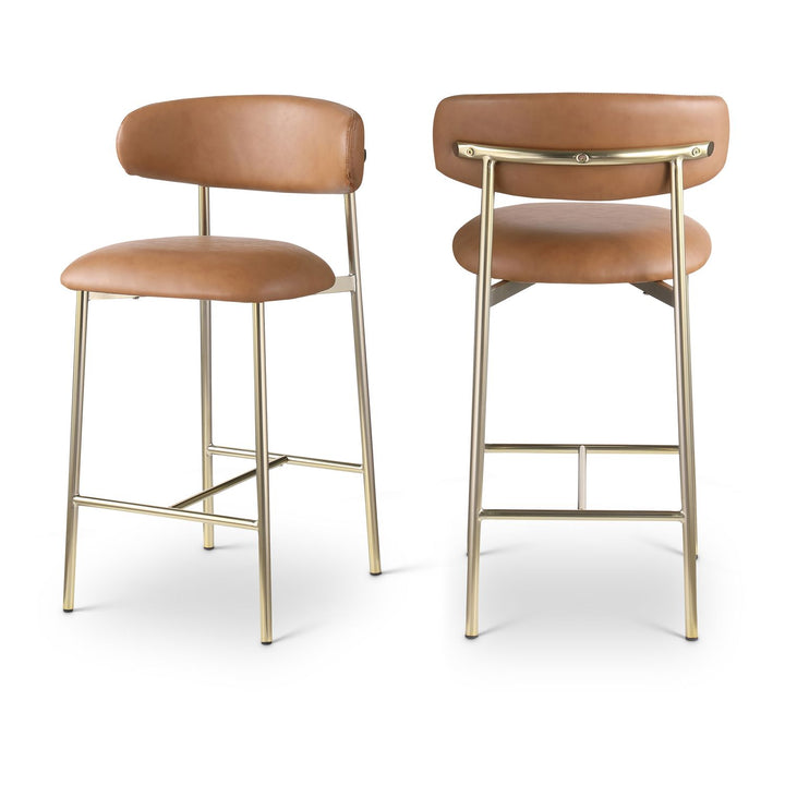Lupita Cognac Vegan Leather Upholstered Counter Stool