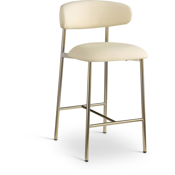 Lupita Vegan Leather Upholstered Counter Stool — Cream / Brushed Gold