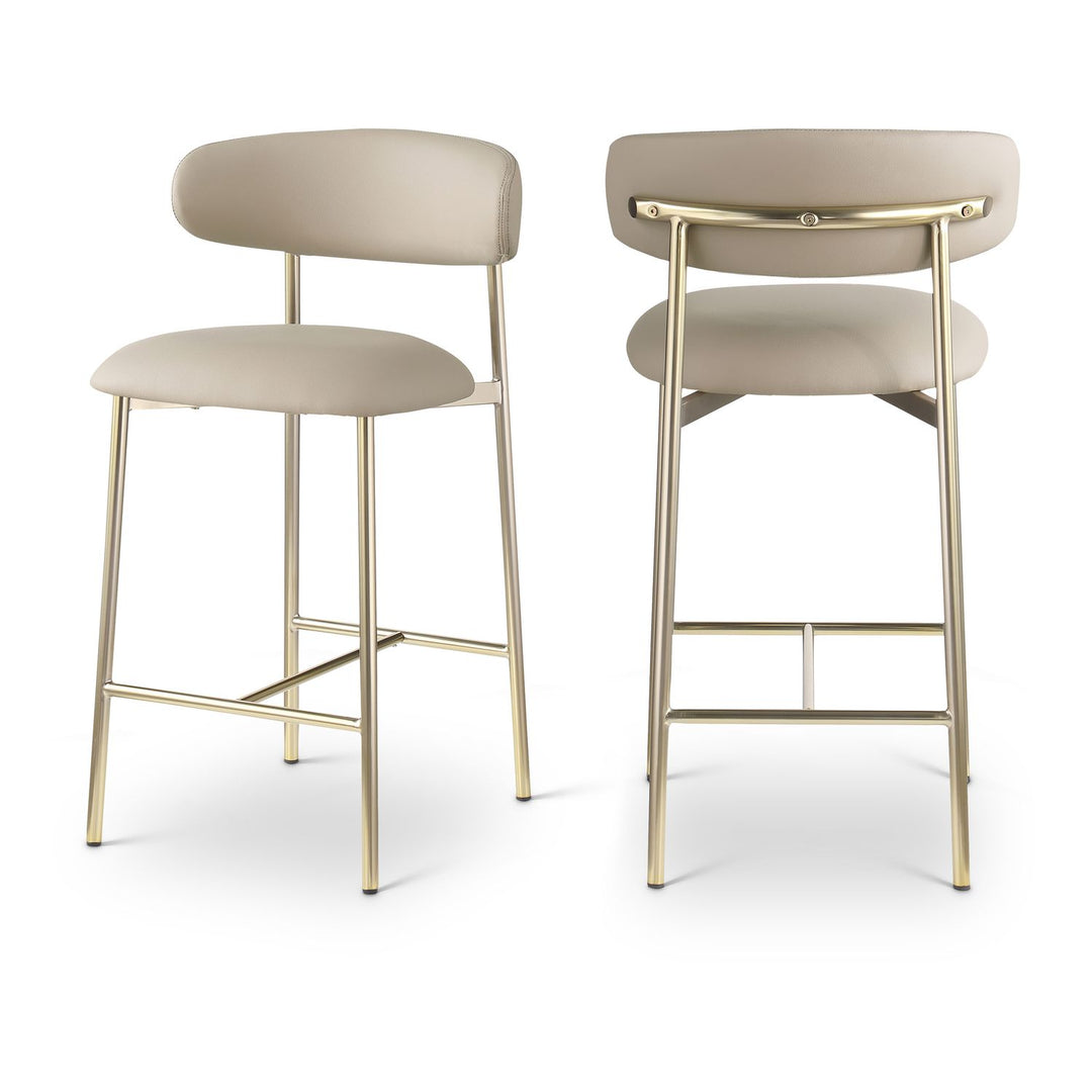 Lupita Taupe Vegan Leather Upholstered Counter Stool