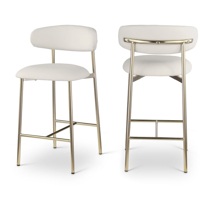 Lupita Off-White Vegan Leather Upholstered Counter Stool