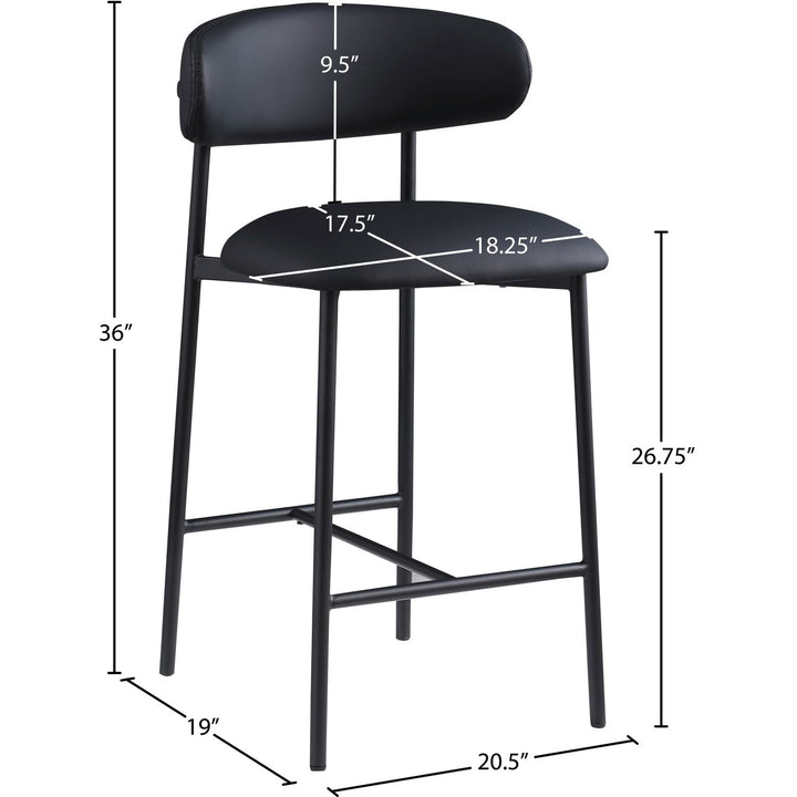 Lupita Vegan Leather Upholstered Counter Stool — Black / Matte Black