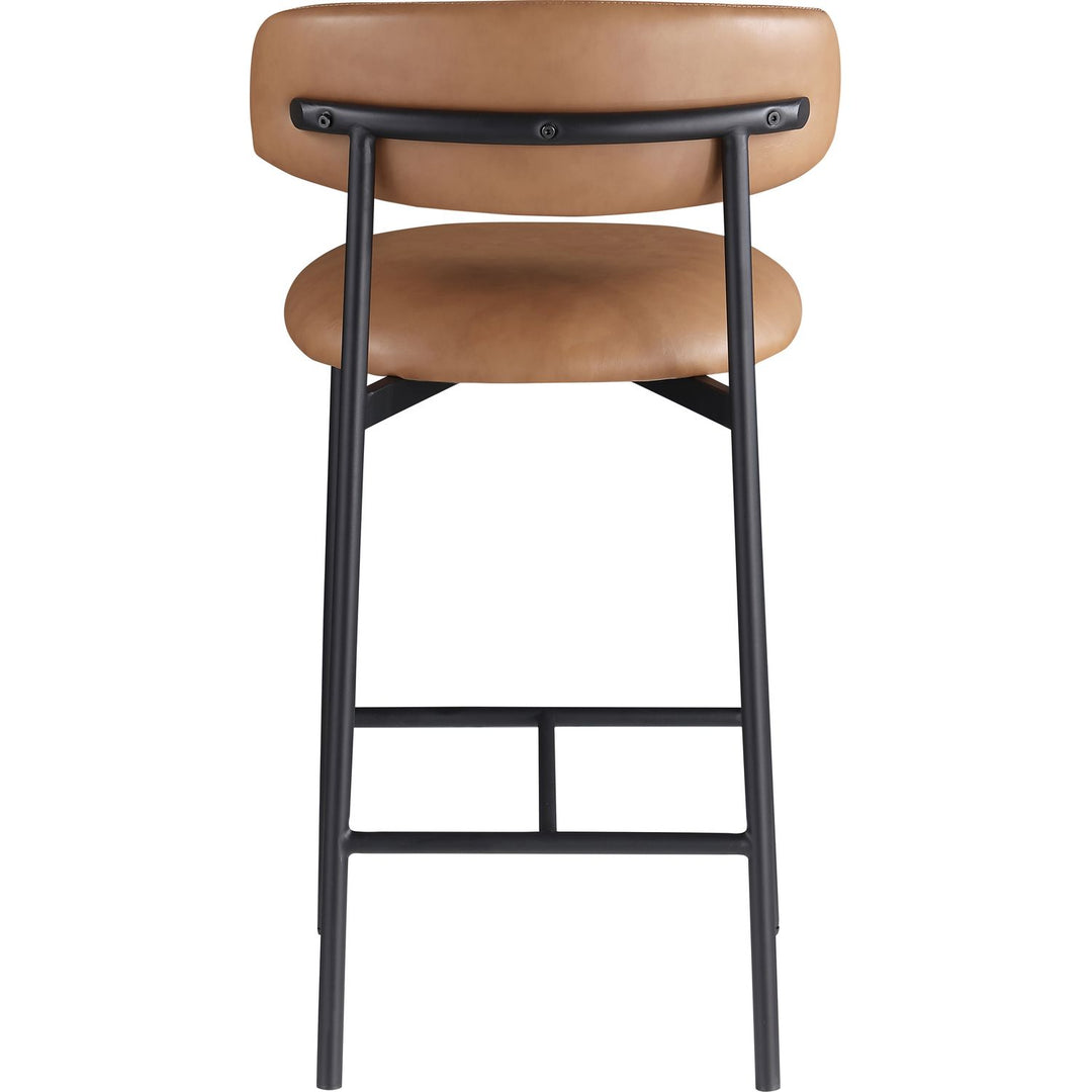 Lupita Vegan Leather Upholstered Counter Stool — Cognac / Matte Black