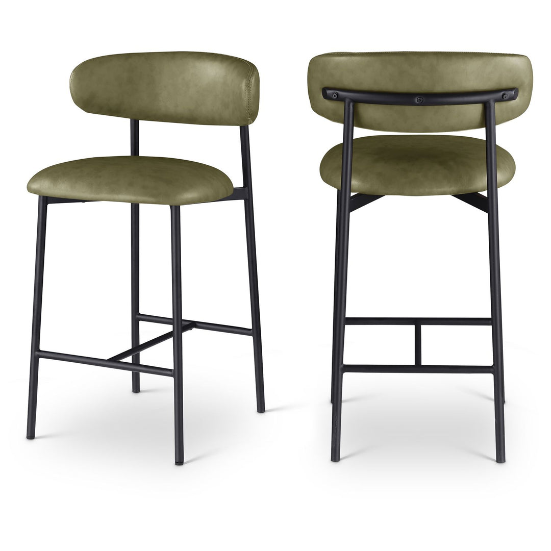 Lupita Olive Vegan Leather Upholstered Counter Stool