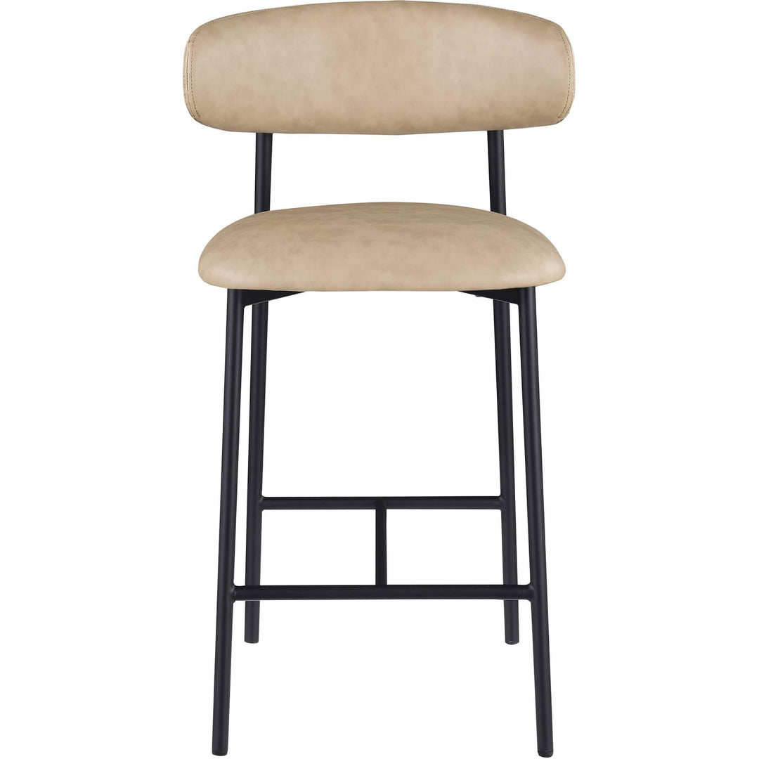 Lupita Vegan Leather Upholstered Counter Stool — Tan / Matte Black