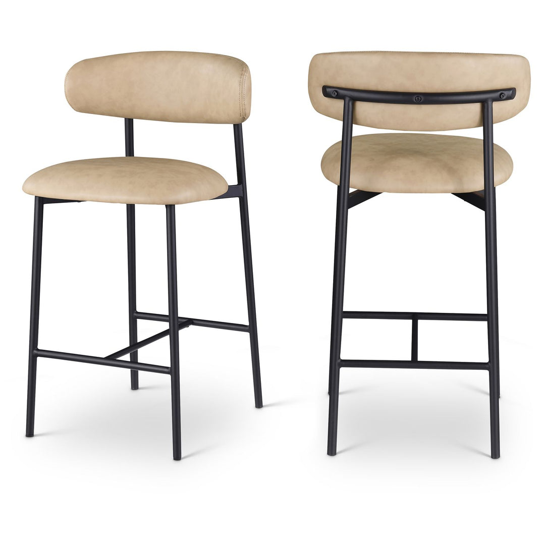 Lupita Tan Vegan Leather Upholstered Counter Stool
