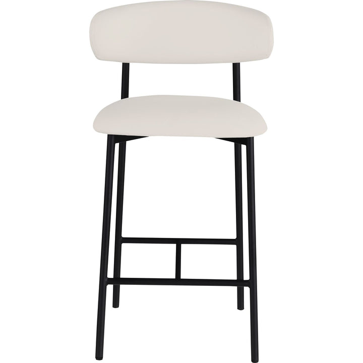 Lupita Vegan Leather Upholstered Counter Stool — Off-White / Matte Black