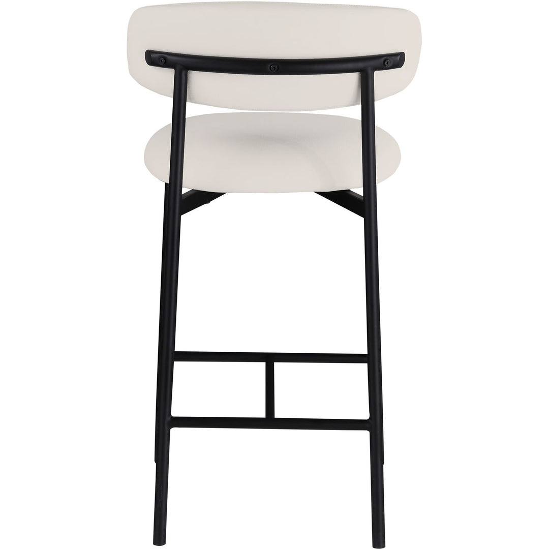 Lupita Vegan Leather Upholstered Counter Stool — Off-White / Matte Black