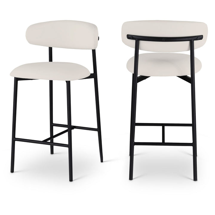 Lupita Off-White Vegan Leather Upholstered Counter Stool
