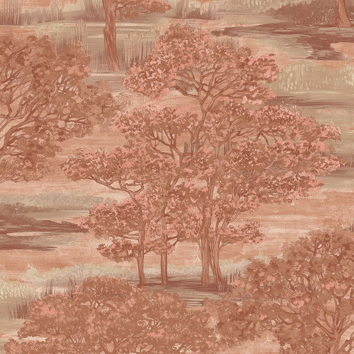 Forest Toile Peel And Stick Wallpaper-Tempaper & Co.-Tempaper-FT15114-Wall PaperEmber Red-3-France and Son