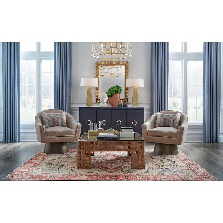 Charlie - Wide Leg Rattan Coffee Table With Glass Top