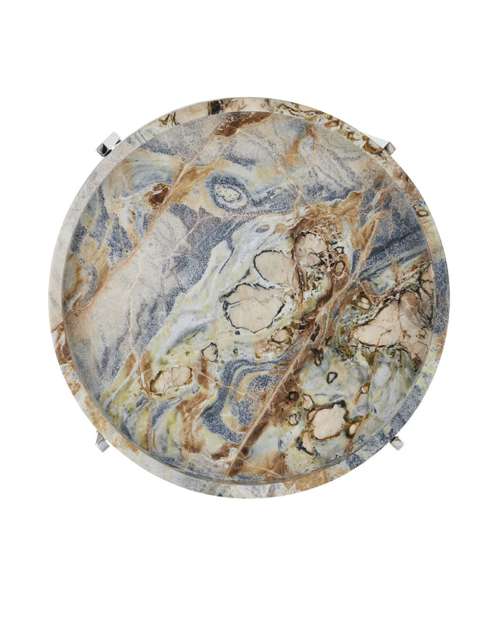 Side Tables Freya Floral Jade Marble Accent Table