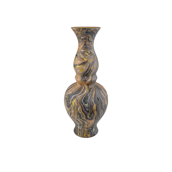 Brown Marbleized Double Gourd Vase